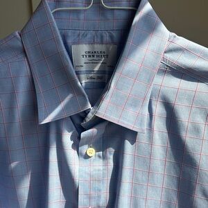 Charles Tyrwhitt Men's Shirt in Blue and Red Grid
